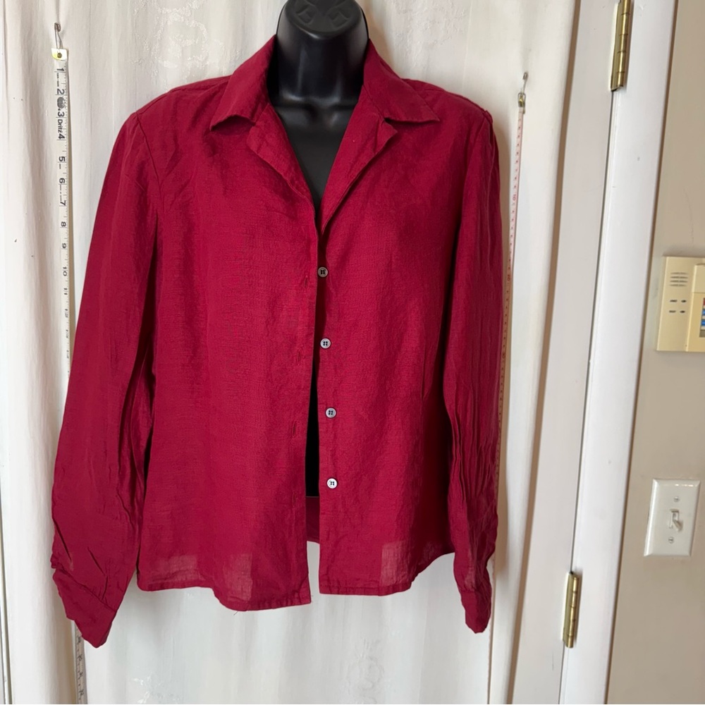 Vintage Perry Ellis Rich Red Linen Shirt